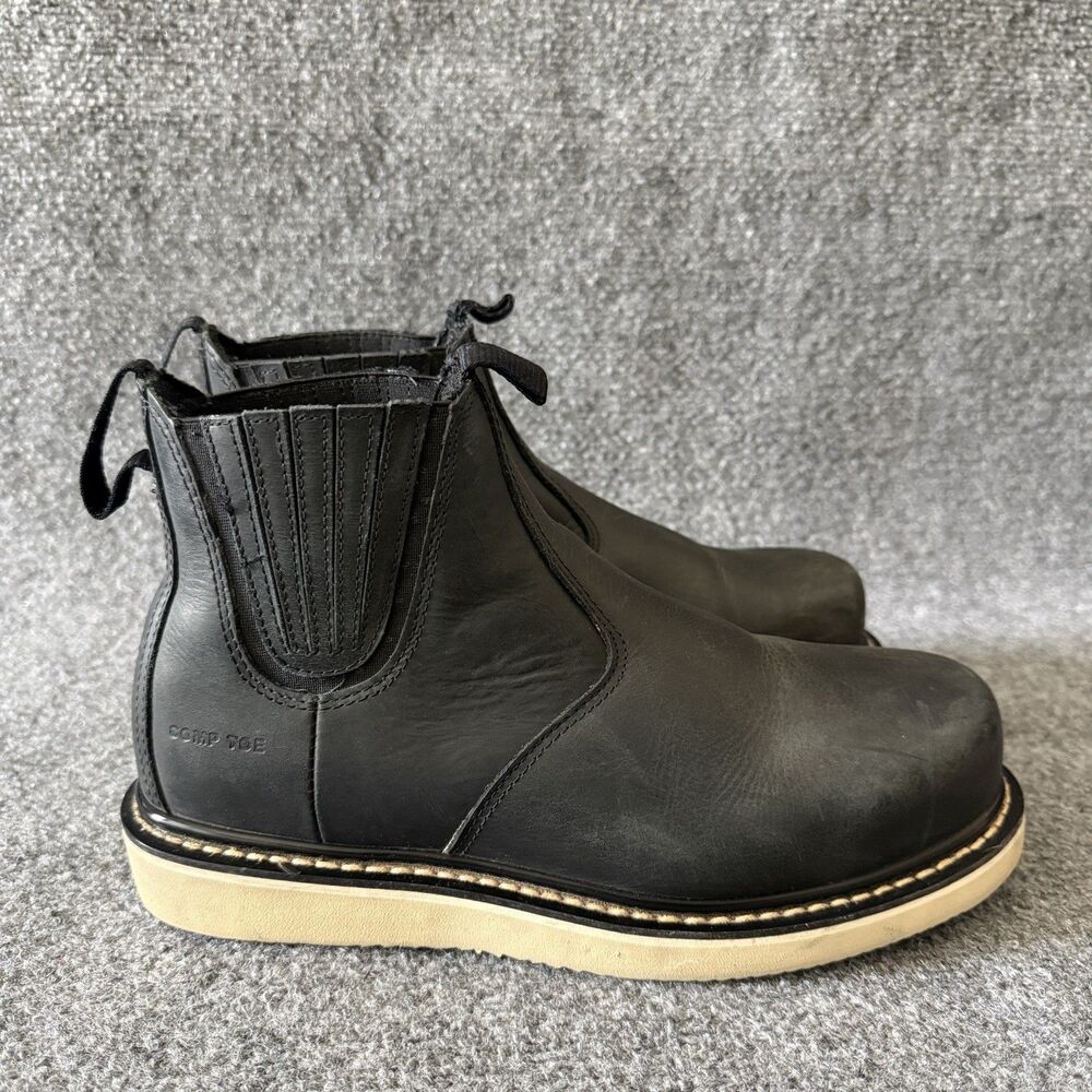 Hawx Womens Black Chelsea Work Boots 8.5 B Composite Safety Toe Wedge Sole 5"